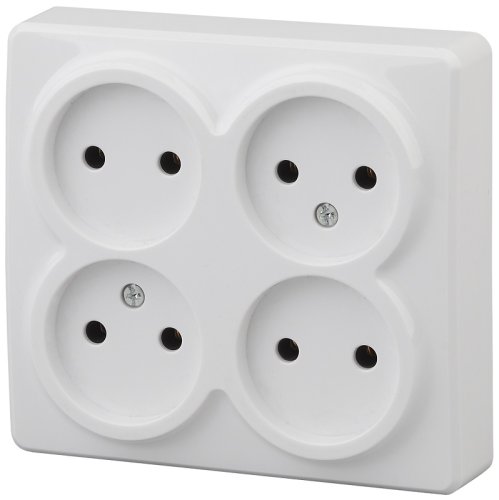 Розетка без заземления накладная Эра Эксперт 4-м. белый фото Розетка без заземления накладная Эра Эксперт 4-м. белый картинка